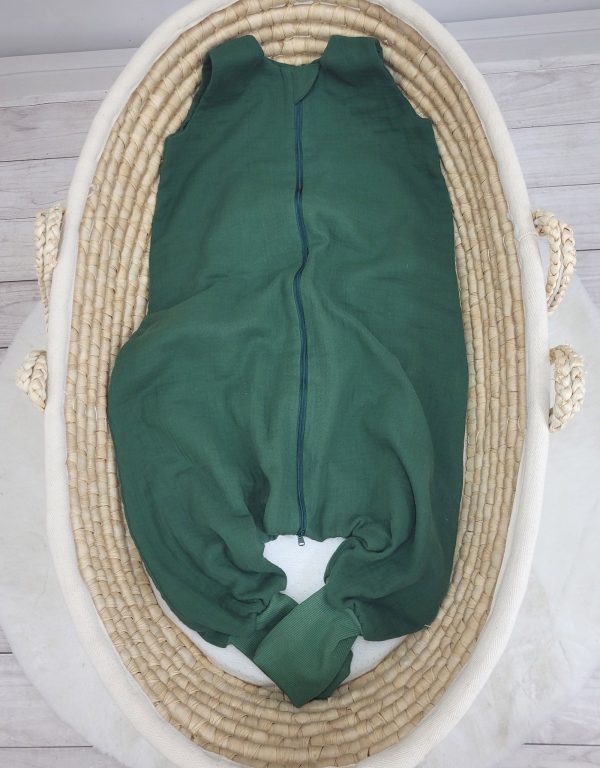 Muslin baby sleeping bag with legs L 9-24 months for summer TOG 1.0 - forest green - Image 3