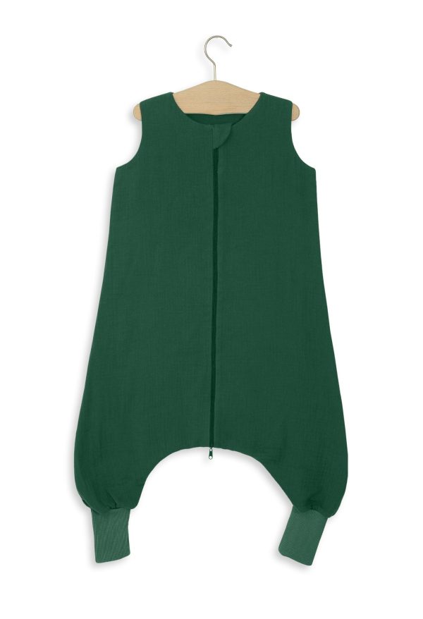 Muslin baby sleeping bag with legs XL 2-4 years for summer TOG 1.0 - forest green