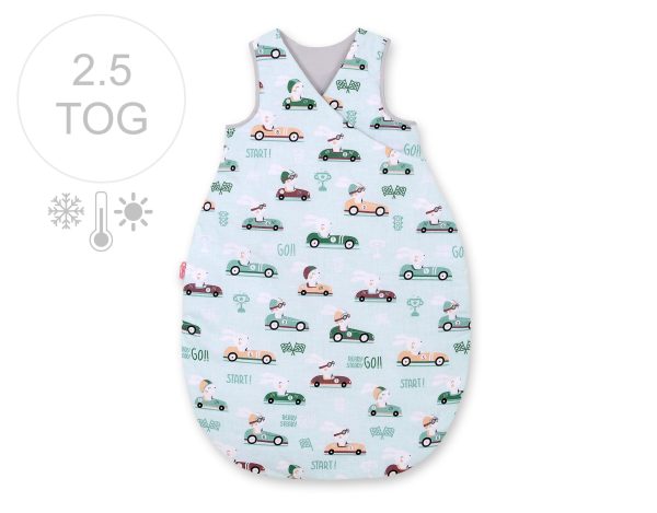 Sleeping bag 75 cm all-season with warming- mint rabbits