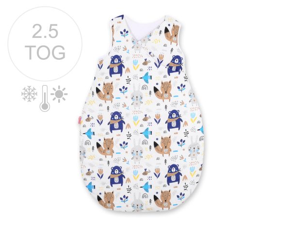 Sleeping bag 75 cm all-season with warming- navy blue bears