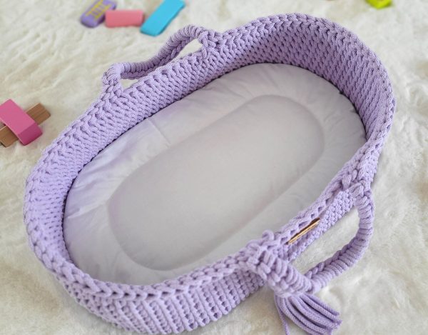 Moses basket BOHO cotton - doll carrier - purple - Image 4