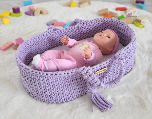 Moses basket BOHO cotton - doll carrier - purple - Image 5