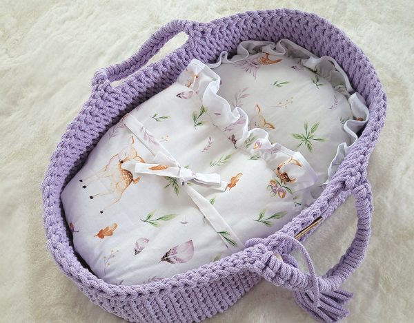 Moses basket BOHO cotton - doll carrier - purple - Image 6