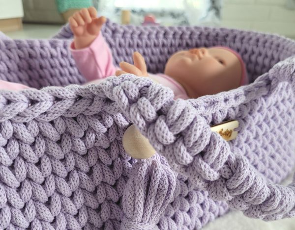 Moses basket BOHO cotton - doll carrier - purple - Image 7