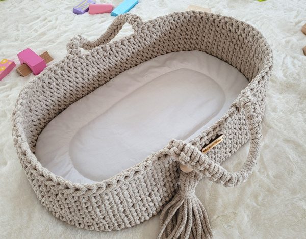 Moses basket BOHO cotton - doll carrier - light beige - Image 5