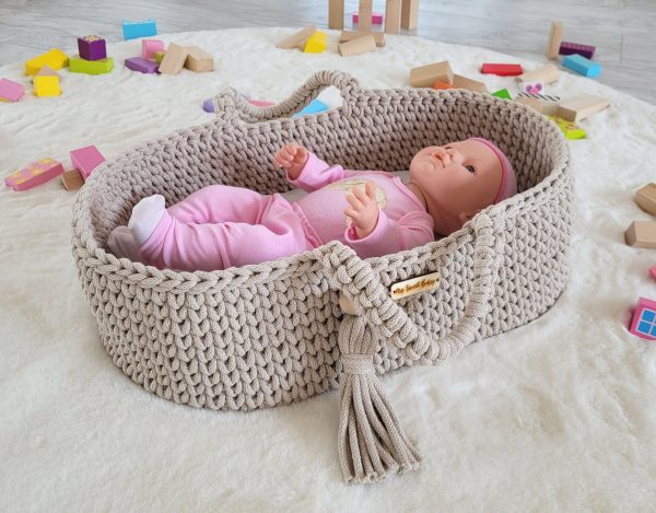 Moses basket BOHO cotton - doll carrier - light beige - Image 6
