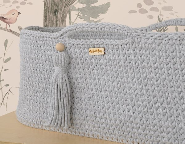 Moses basket BOHO Handmade with stand - gray - Image 8