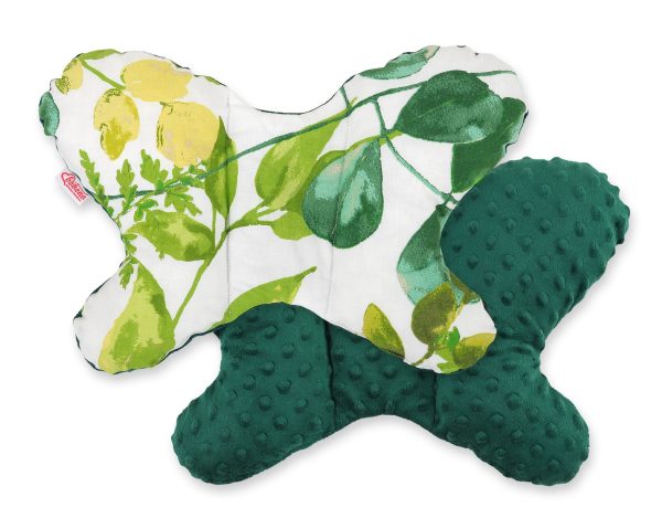 Double-sided anti shock cushion "BUTTERFLY" - eucalyptus/green