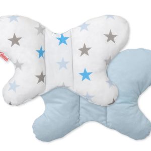 Double-sided anti shock cushion "BUTTERFLY" -  gray -blue stars