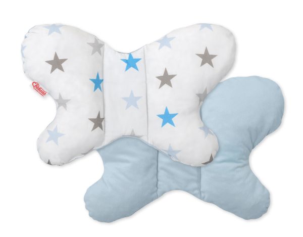 Double-sided anti shock cushion "BUTTERFLY" -  gray -blue stars