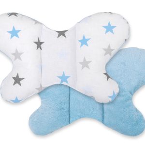 Double-sided anti shock cushion "BUTTERFLY" -  grey-blue stars/blue
