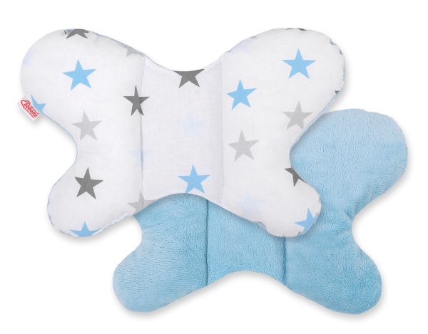 Double-sided anti shock cushion "BUTTERFLY" -  grey-blue stars/blue