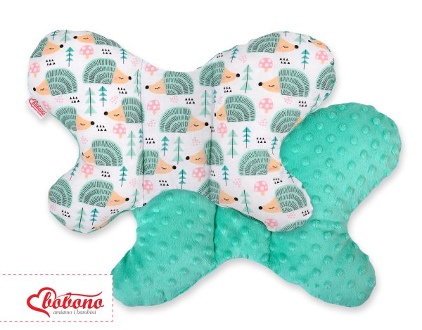 Double-sided anti shock cushion "BUTTERFLY" -  hedgehogs mint/mint - Image 3