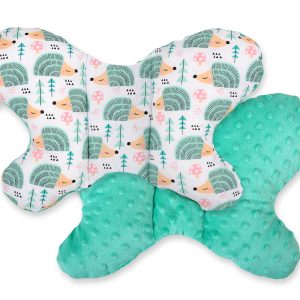 Double-sided anti shock cushion "BUTTERFLY" -  hedgehogs mint/mint