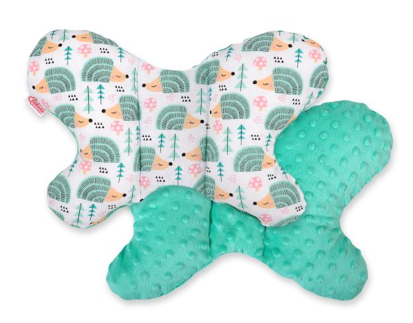 Double-sided anti shock cushion "BUTTERFLY" -  hedgehogs mint/mint