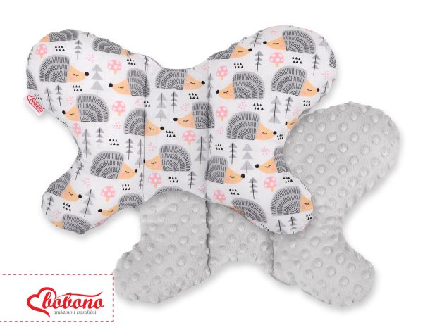 Double-sided anti shock cushion "BUTTERFLY" -  hedgehogs gray/gray - Image 3