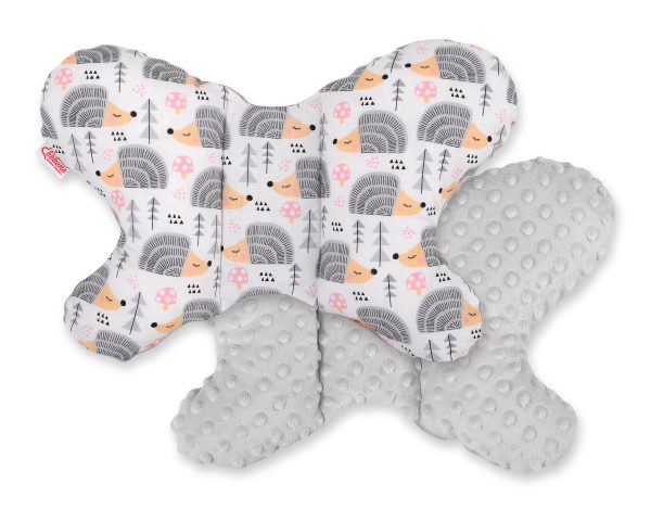 Double-sided anti shock cushion "BUTTERFLY" -  hedgehogs gray/gray