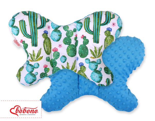 Double-sided anti shock cushion "BUTTERFLY" -  cactus/turquoise - Image 3