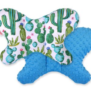 Double-sided anti shock cushion "BUTTERFLY" -  cactus/turquoise