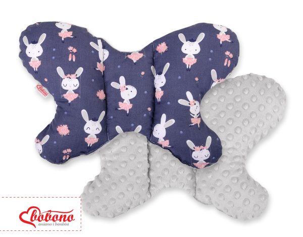 Double-sided anti shock cushion "BUTTERFLY" - rabbits navy blue/gray - Image 3