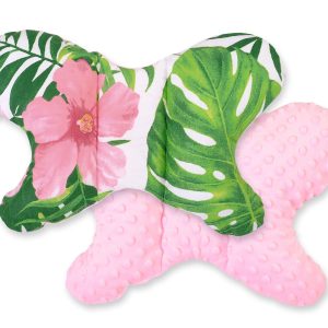 Double-sided anti shock cushion "BUTTERFLY"- tropical flowers/pink