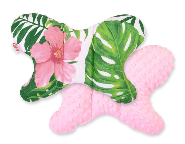 Double-sided anti shock cushion "BUTTERFLY"- tropical flowers/pink