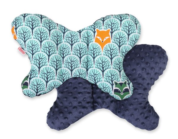 Double-sided anti shock cushion "BUTTERFLY" - mint forest/dark blue
