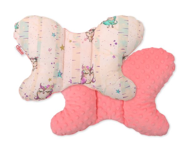 Double-sided anti shock cushion "BUTTERFLY" -  owls cream-mint
