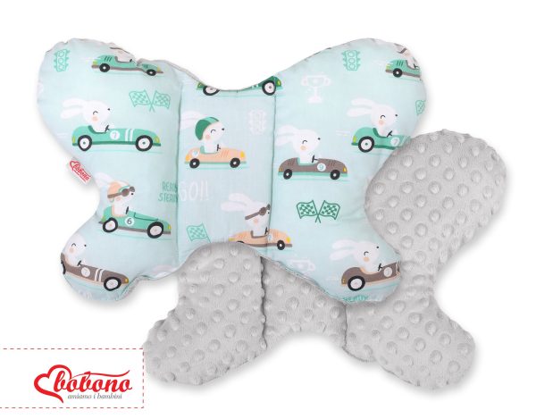 Double-sided anti shock cushion "BUTTERFLY" - rabbits mint/gray - Image 3