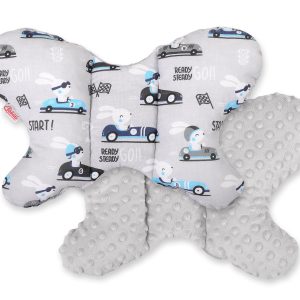 Double-sided anti shock cushion "BUTTERFLY" - gray rabbits/gray