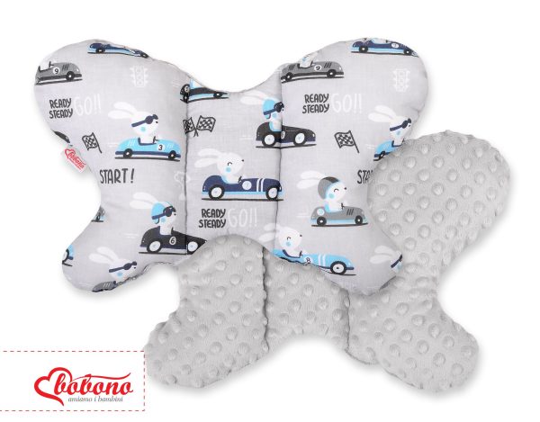 Double-sided anti shock cushion "BUTTERFLY" - gray rabbits/gray - Image 3