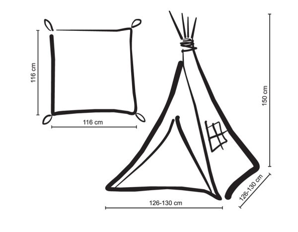 Teepee tent for kids +play mat + decorative feathers - Chevron blue - Image 7