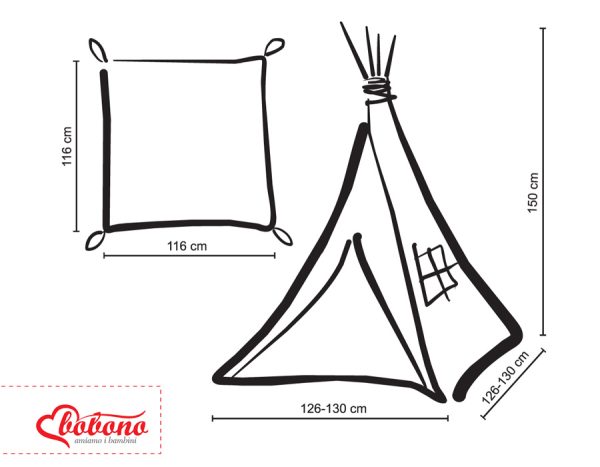 Double-sided teepee playmat- blue-navy blue stars/gray - Image 3