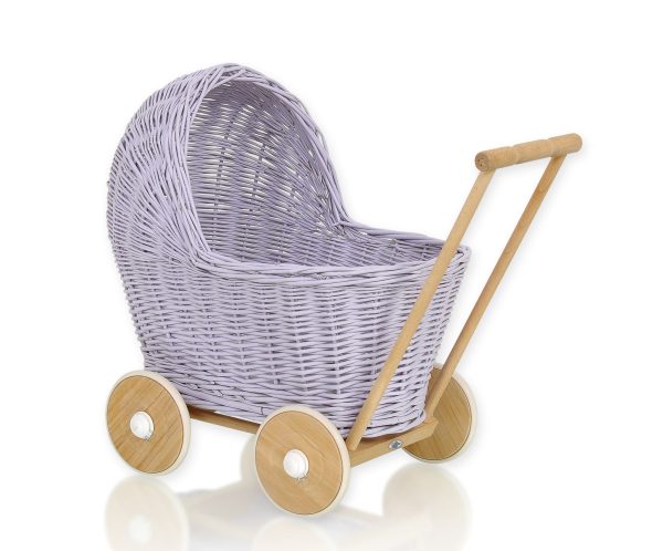 Wicker doll pushchair - purple