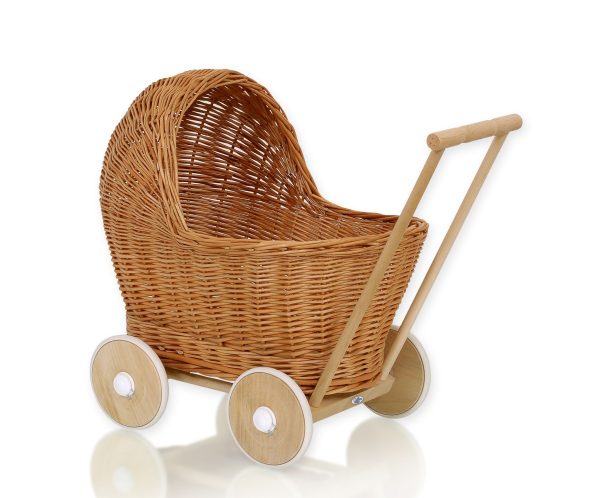 Wicker doll pushchair - natural