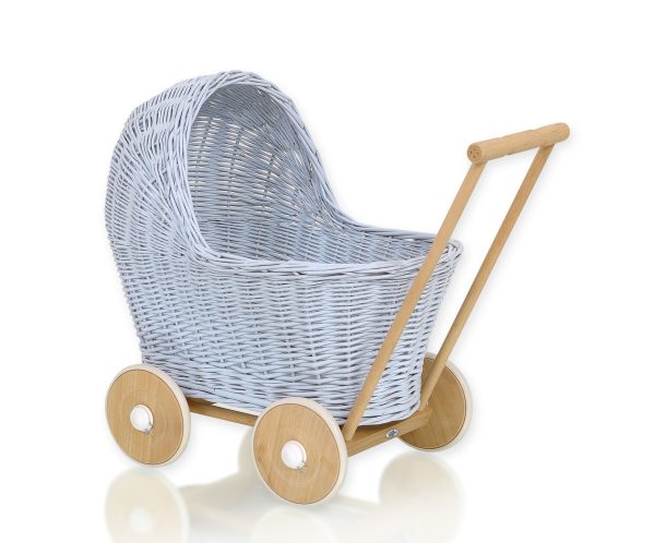 Wicker doll pushchair - blue