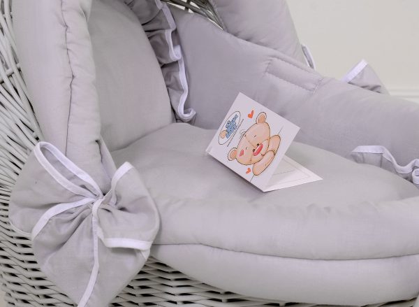 Wicker doll pushchair grey with grey bedding and soft padding - Image 5