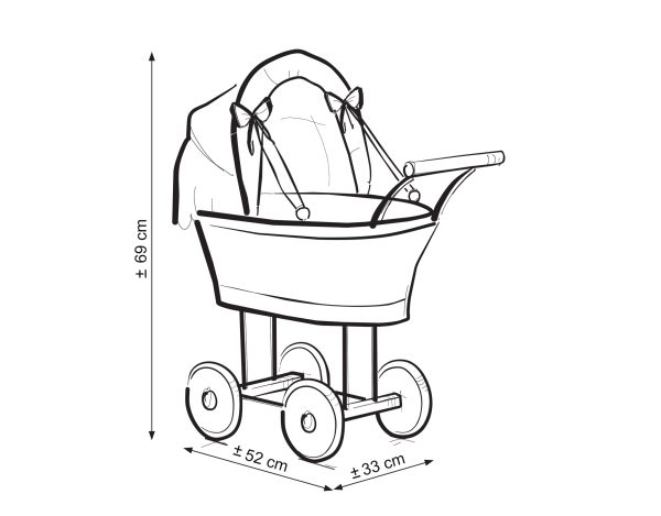Wicker dolls' pram with grey bedding and padding - natural - Image 2