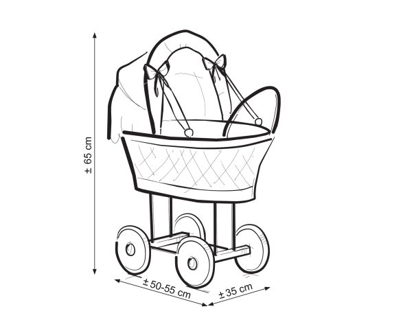 Wicker dolls' pram with lilac bedding and padding - natural - Image 2