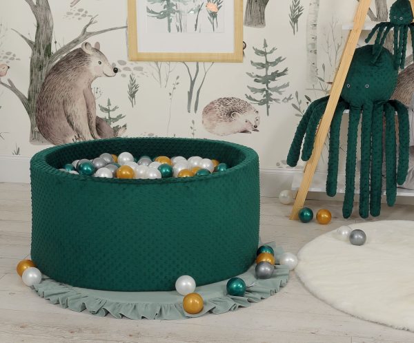 Ball-pit minky H-40 cm with balls 200pcs- bottle green - Image 12