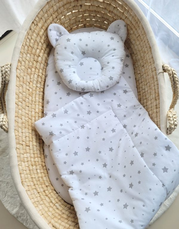 Duvet with pillow Teddy - 2pcs set - mini gray stars - Image 3