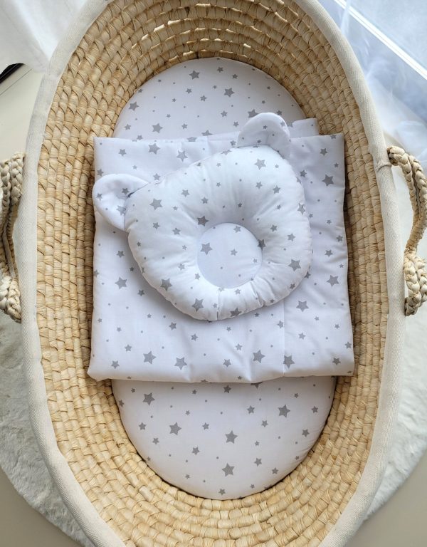 Duvet with pillow Teddy - 2pcs set - mini gray stars - Image 4