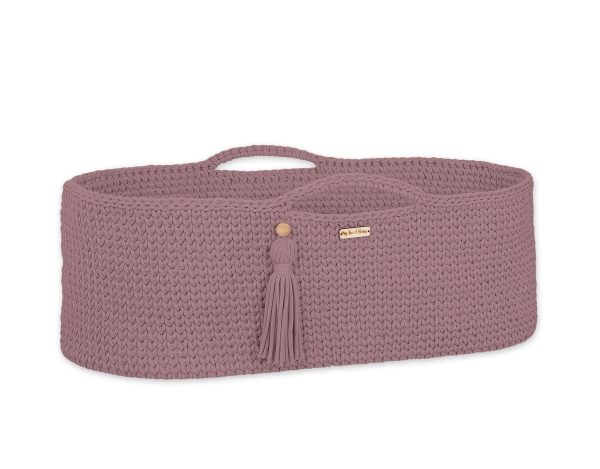 Moses basket BOHO Handmade cotton with mattress - mauve - Image 9