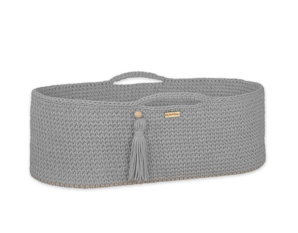 Moses basket BOHO Handmade cotton with mattress - dark gray - Image 7