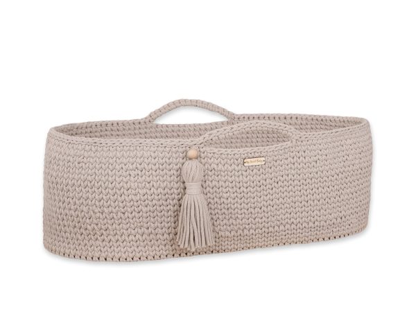 Moses basket BOHO Handmade cotton with mattress - light beige - Image 8