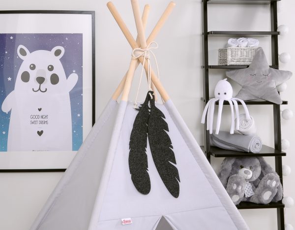 Tipi tent hanging - decorative large felt feathers 2pcs. - anthracite - Image 2