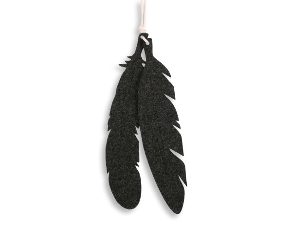 Tipi tent hanging - decorative large felt feathers 2pcs. - anthracite