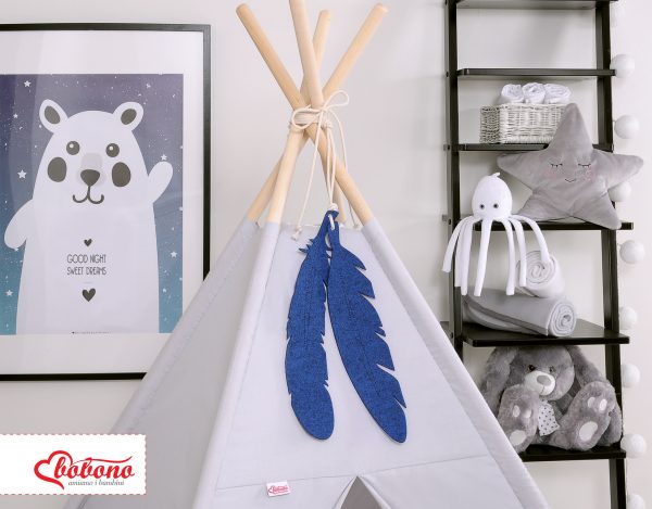 Decorative felt feathers 2pcs - blue - Image 2