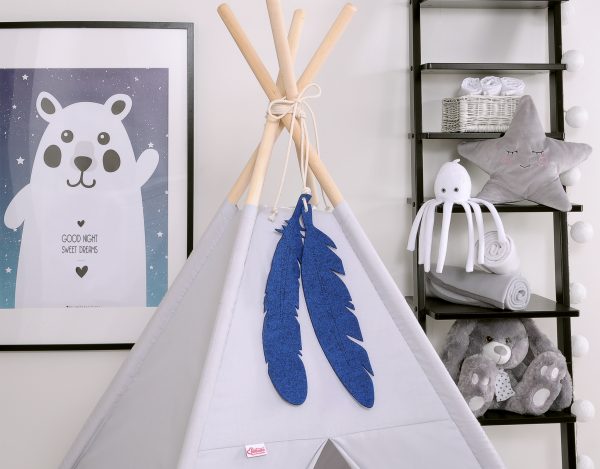 Decorative felt feathers 2pcs - blue - Image 3