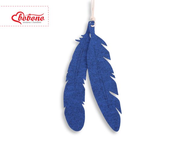 Decorative felt feathers 2pcs - blue - Image 4